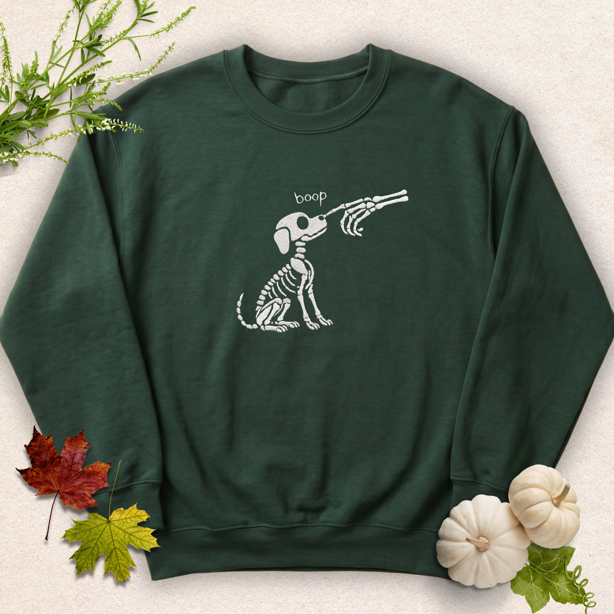 Embroidered BOOP Skeleton Dog Sweatshirt