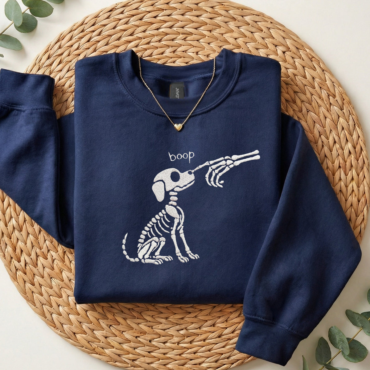 Embroidered BOOP Skeleton Dog Sweatshirt