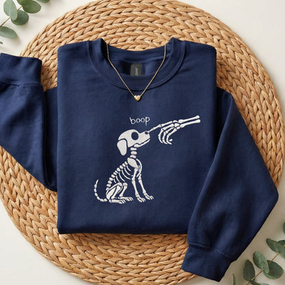 Embroidered BOOP Skeleton Dog Sweatshirt