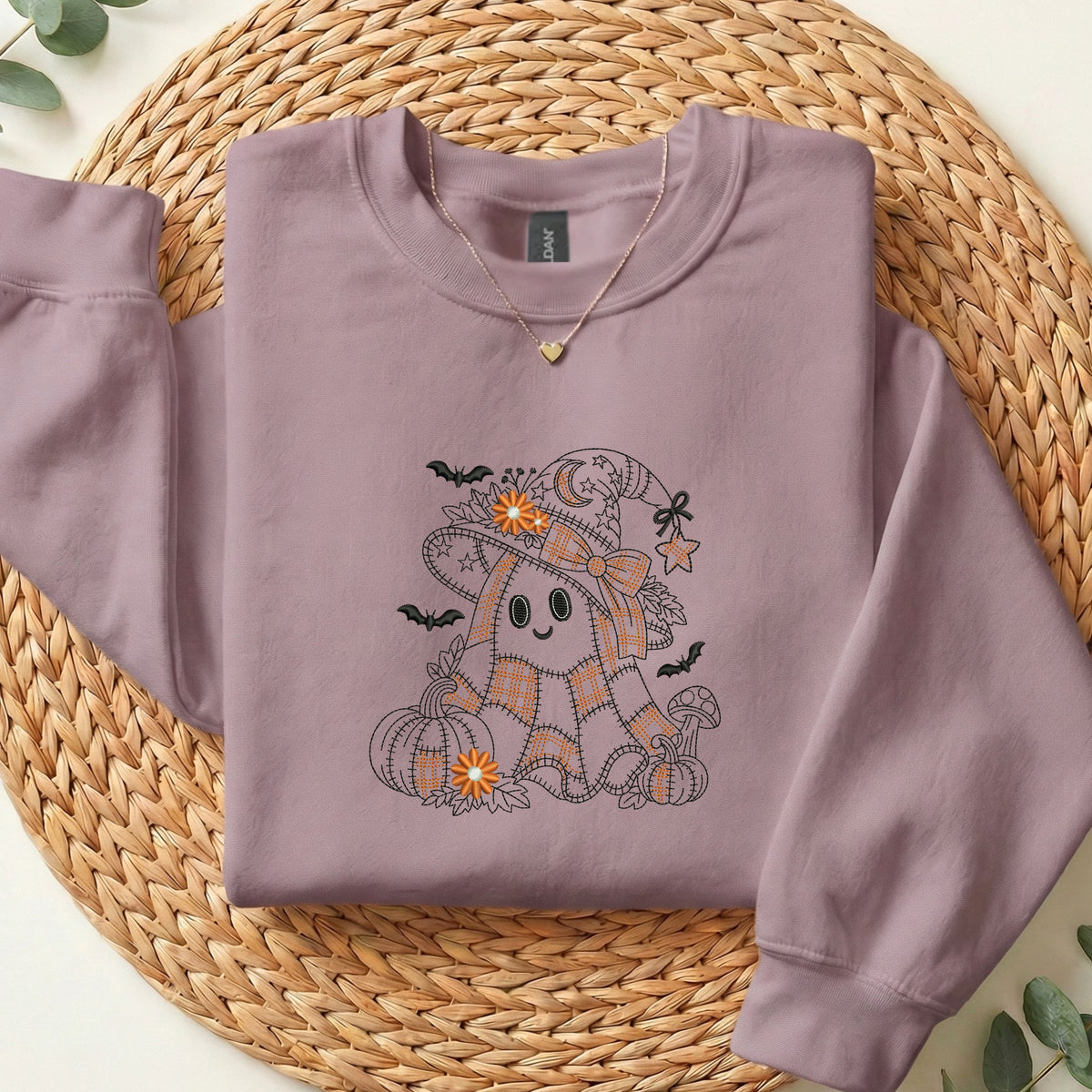 Embroidered Pumpkin Patch Ghost Sweatshirt