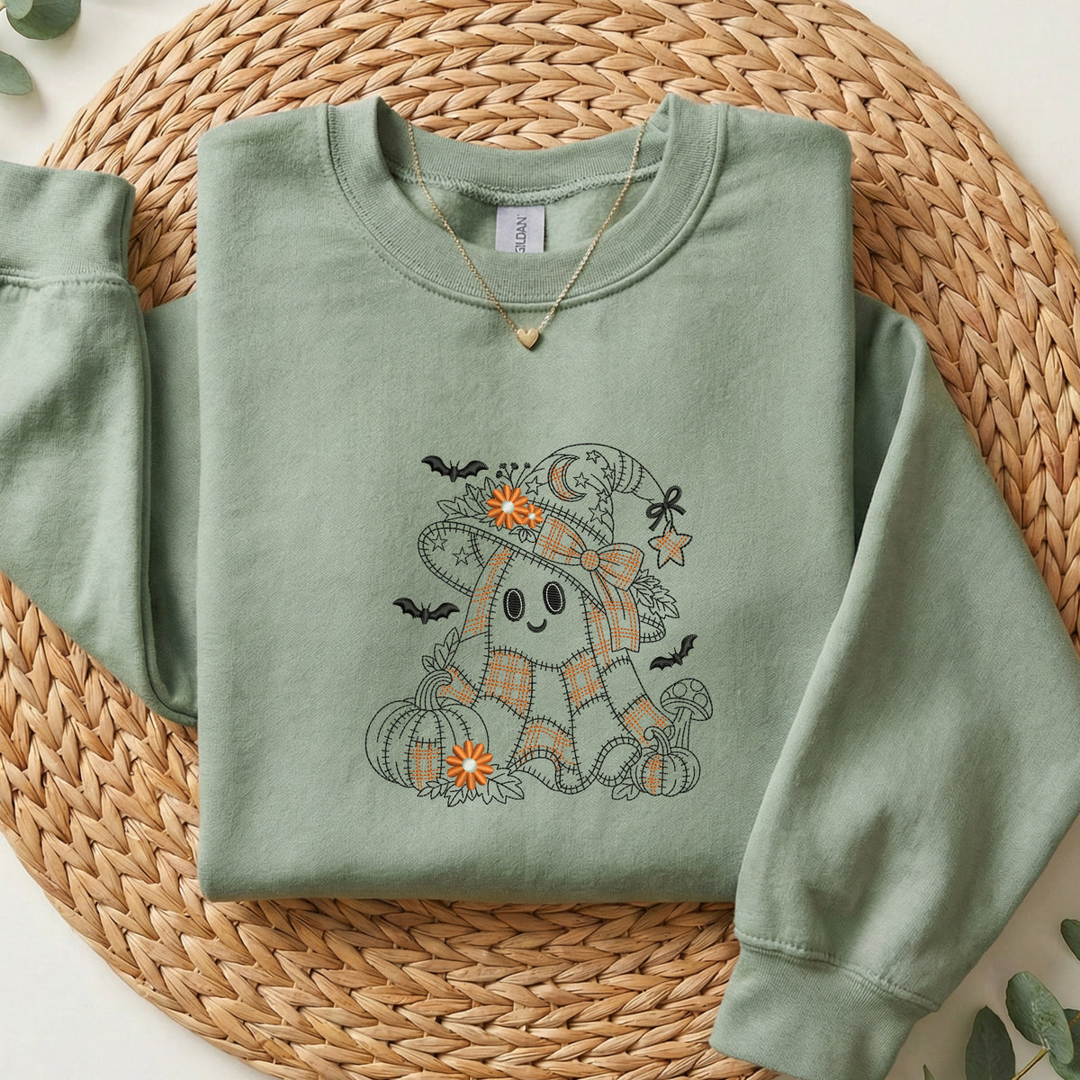 Embroidered Pumpkin Patch Ghost Sweatshirt