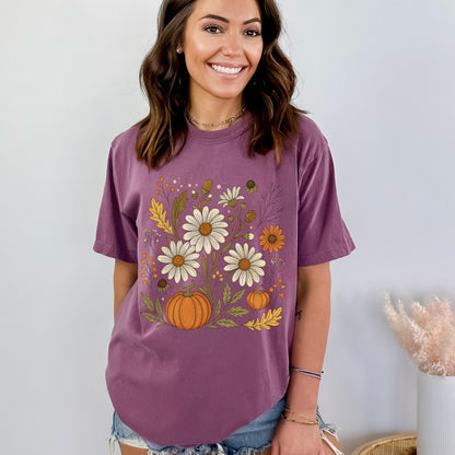 Autumn Floral Pumpkin Tee