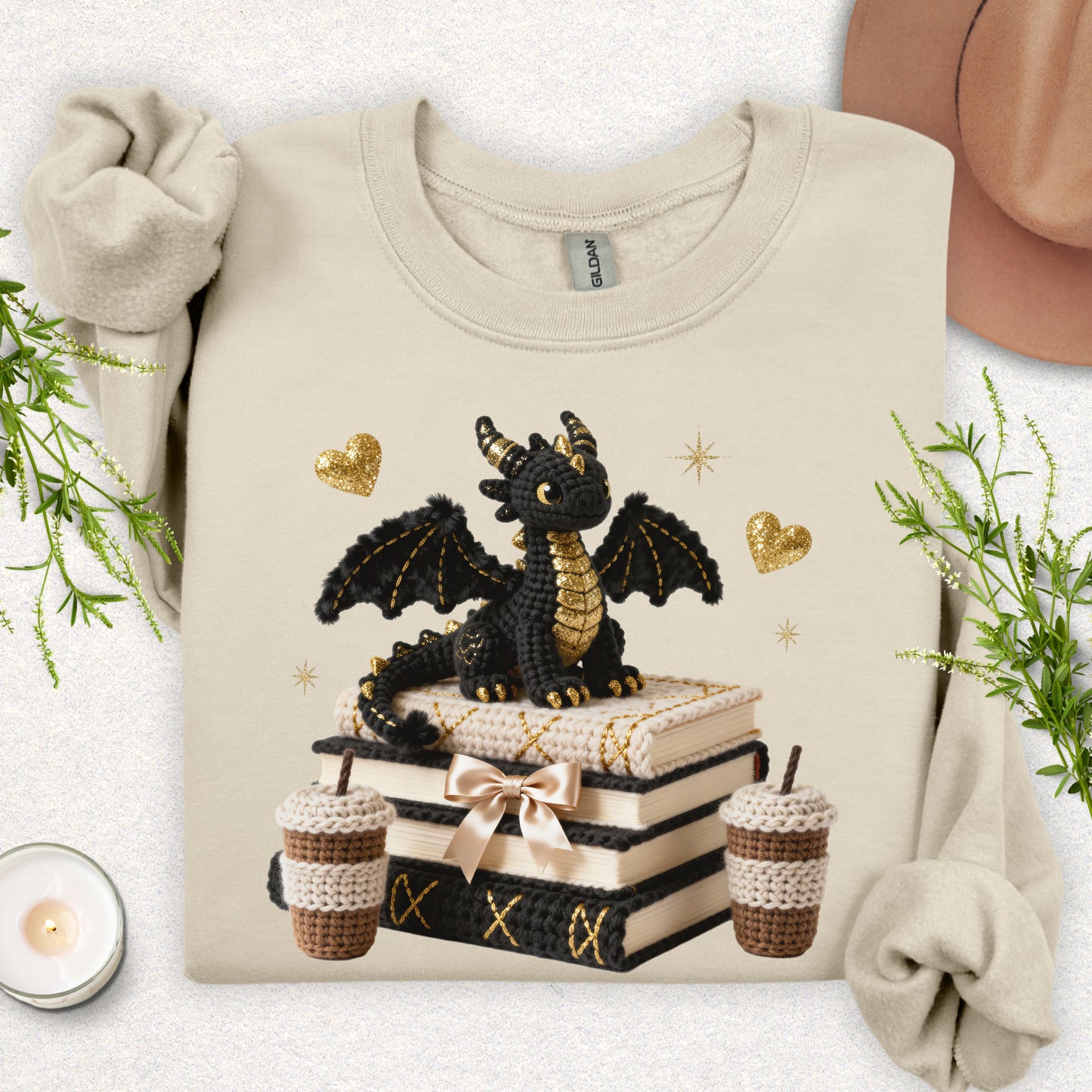 Faux Knit Book Dragon Sweatshirt