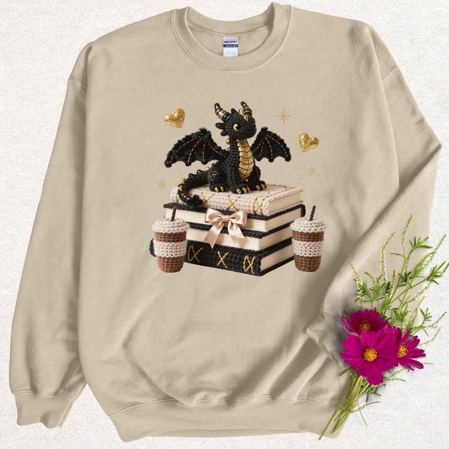 Faux Knit Book Dragon Sweatshirt