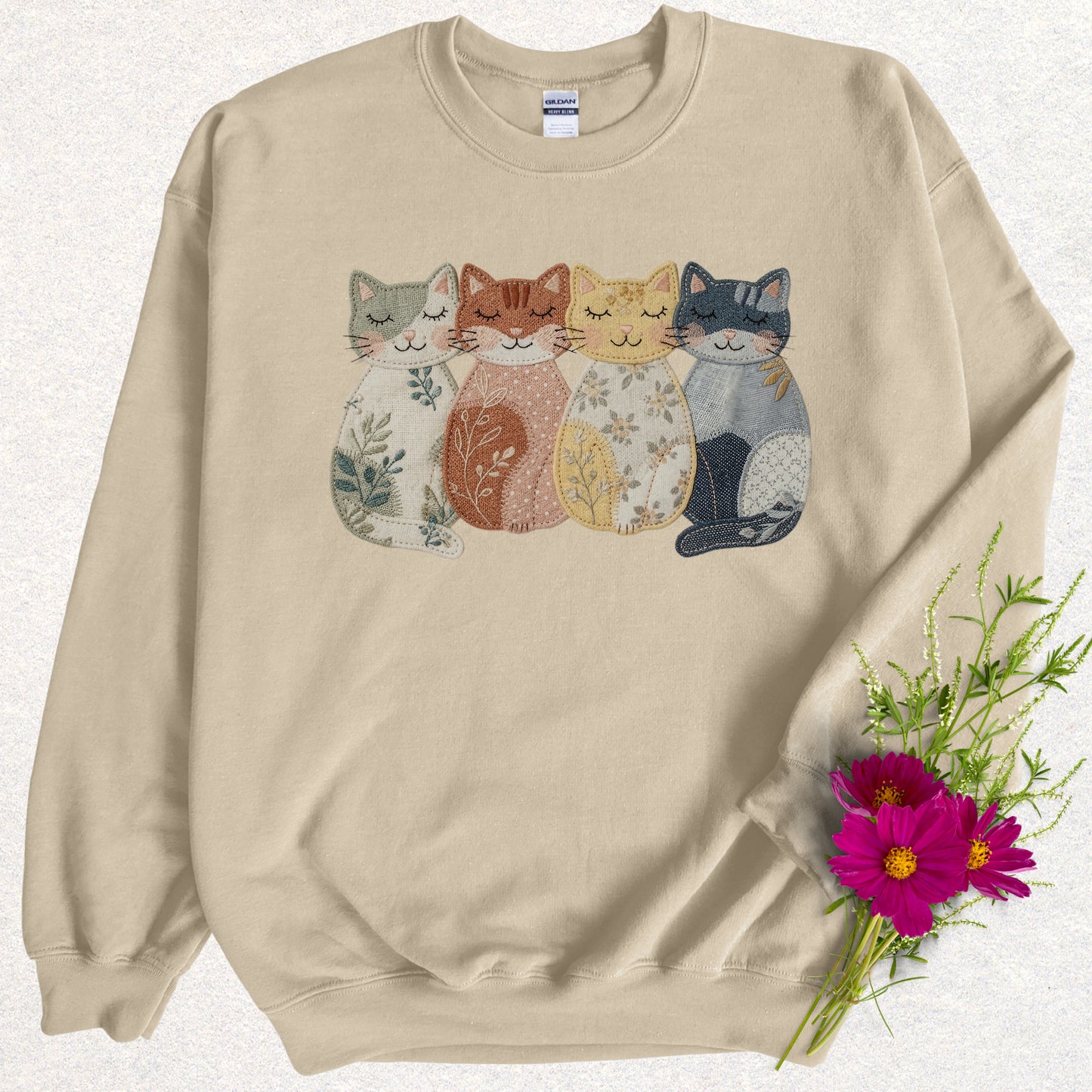 Faux Embroidery Cat Besties