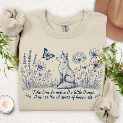 Whispers of Happiness Sweatshirt with Sleeve Message