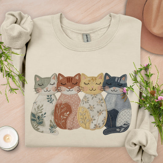 Faux Embroidery Cat Besties