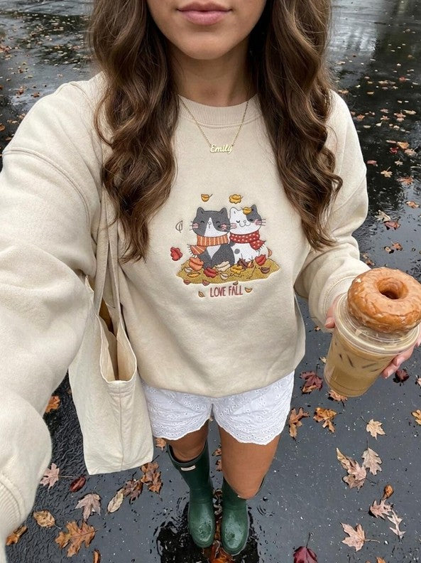 Embroidered Love Fall Sweatshirt