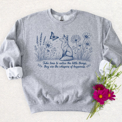 Whispers of Happiness Sweatshirt with Sleeve Message