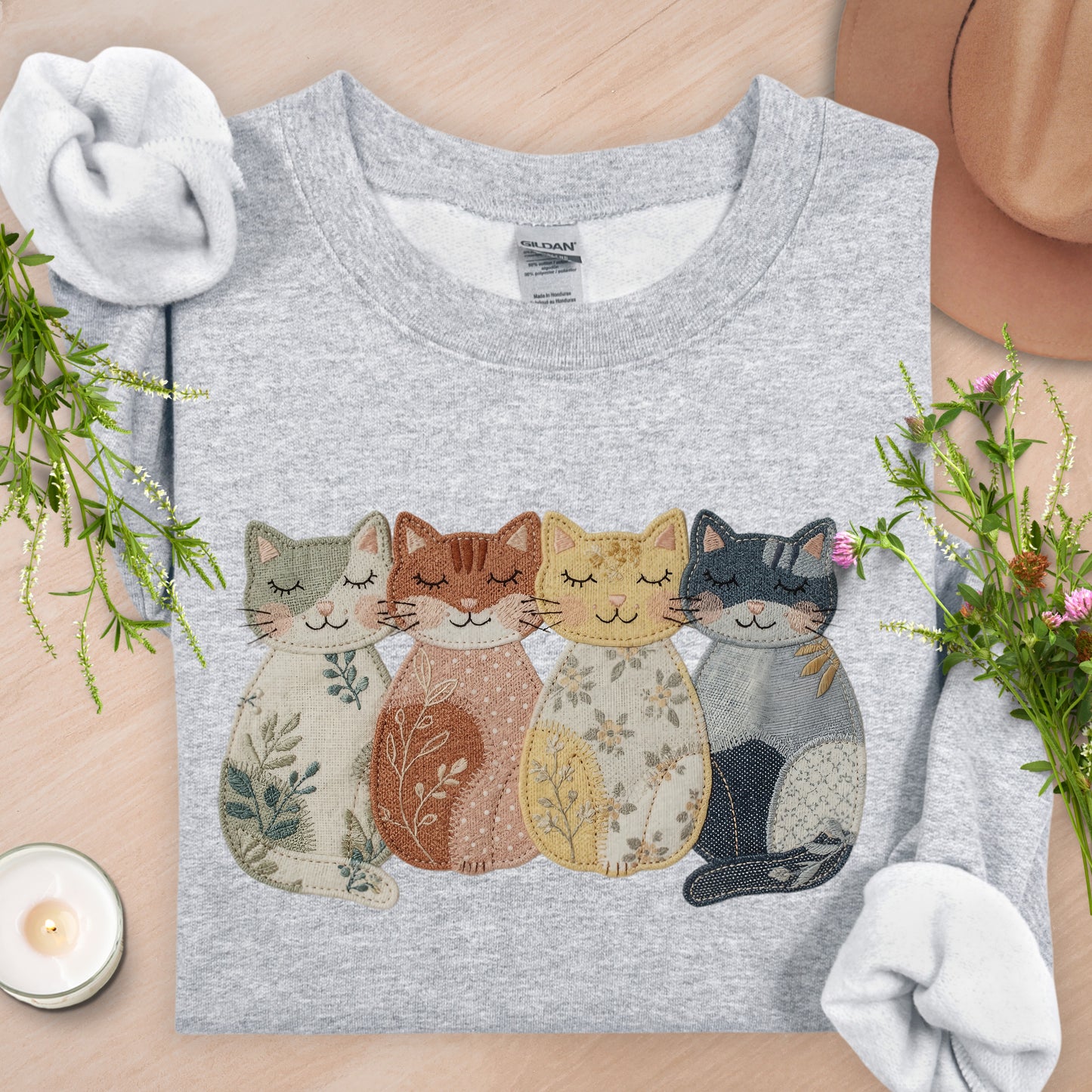 Faux Embroidery Cat Besties