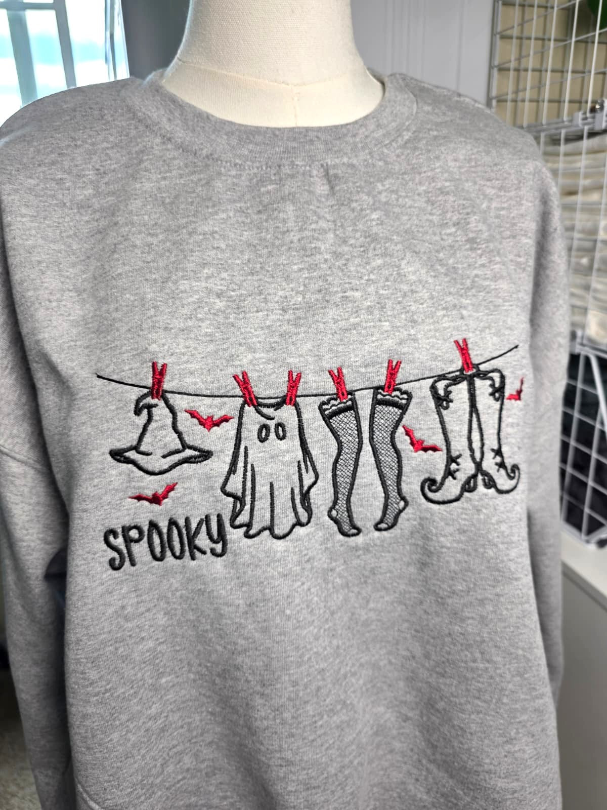 Embroidered Spooky Laundry Day Sweatshirt