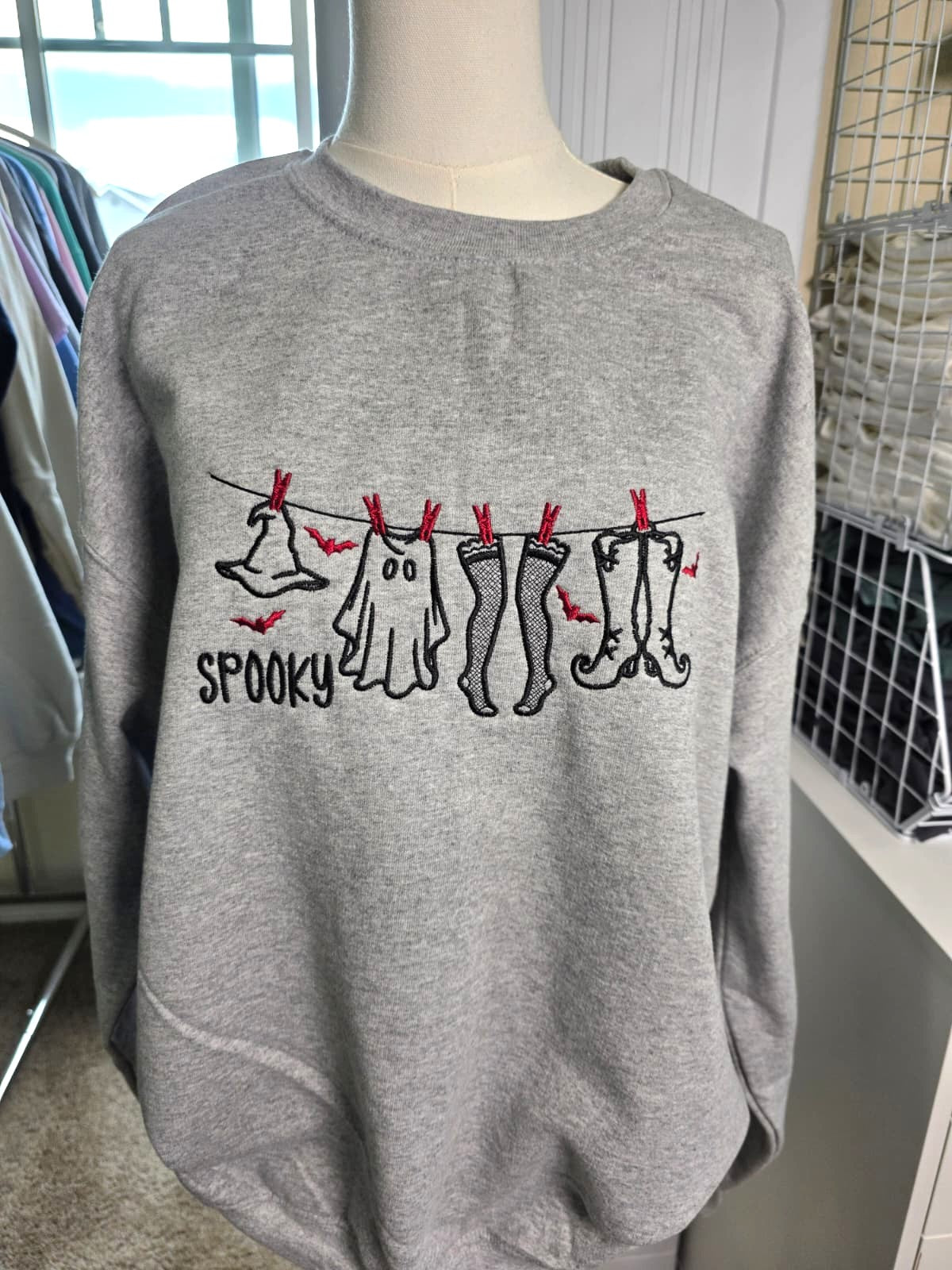 Embroidered Spooky Laundry Day Sweatshirt
