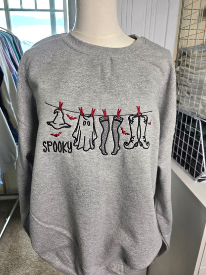 Embroidered Spooky Laundry Day Sweatshirt