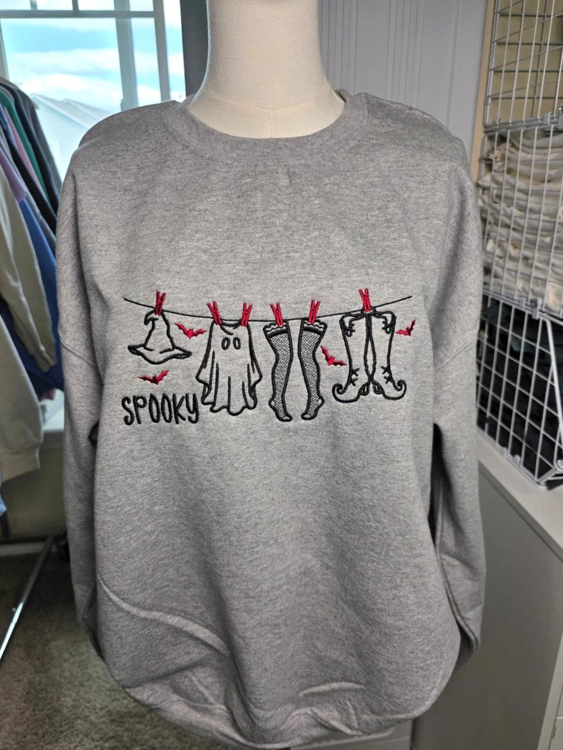 Embroidered Spooky Laundry Day Sweatshirt