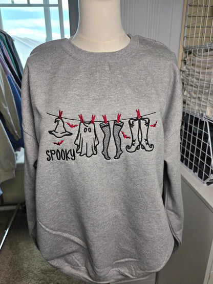 Embroidered Spooky Laundry Day Sweatshirt