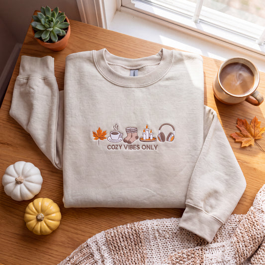 Embroidered Cozy Vibes Sweatshirt