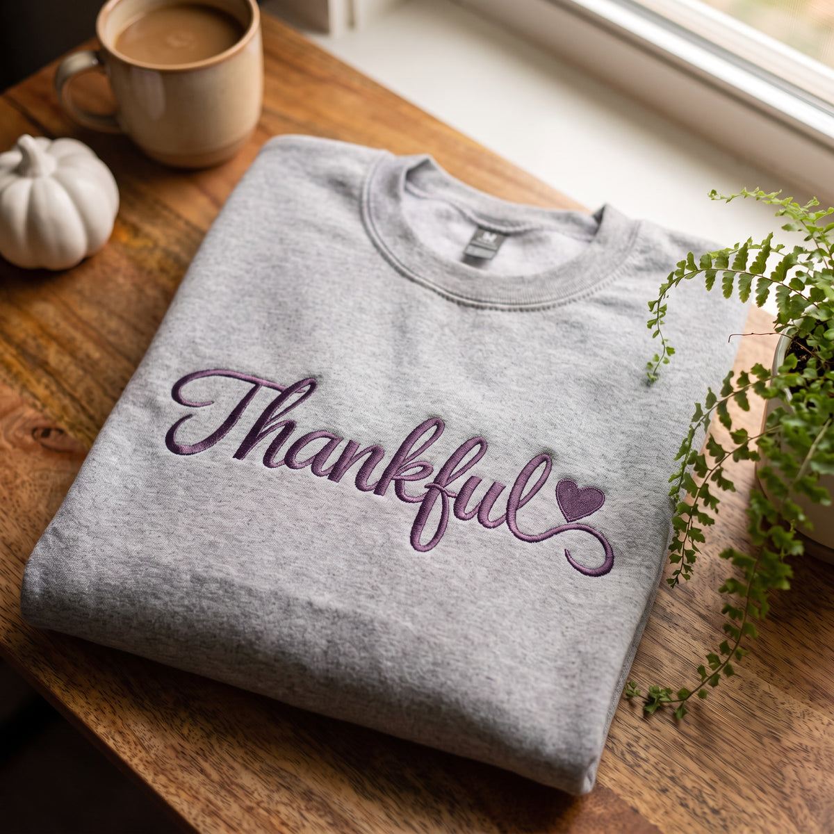 Embroidered Thankful Sweatshirt