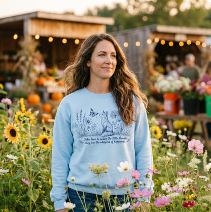 Whispers of Happiness Sweatshirt with Sleeve Message