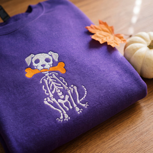 Embroidered Skeleton Dog Sweatshirt