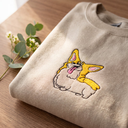 Embroidered Happy Little Corgi Sweatshirt