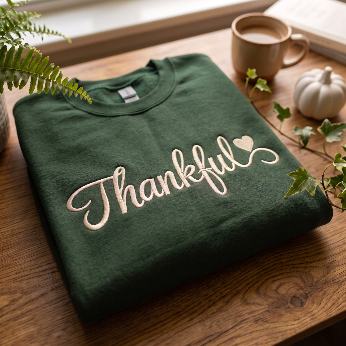 Embroidered Thankful Sweatshirt