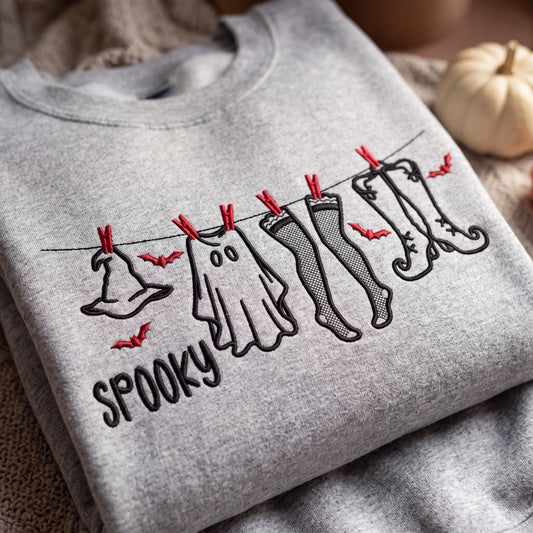 Embroidered Spooky Laundry Day Sweatshirt