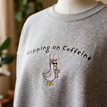 Embroidered Hopping On Caffeine Sweatshirt