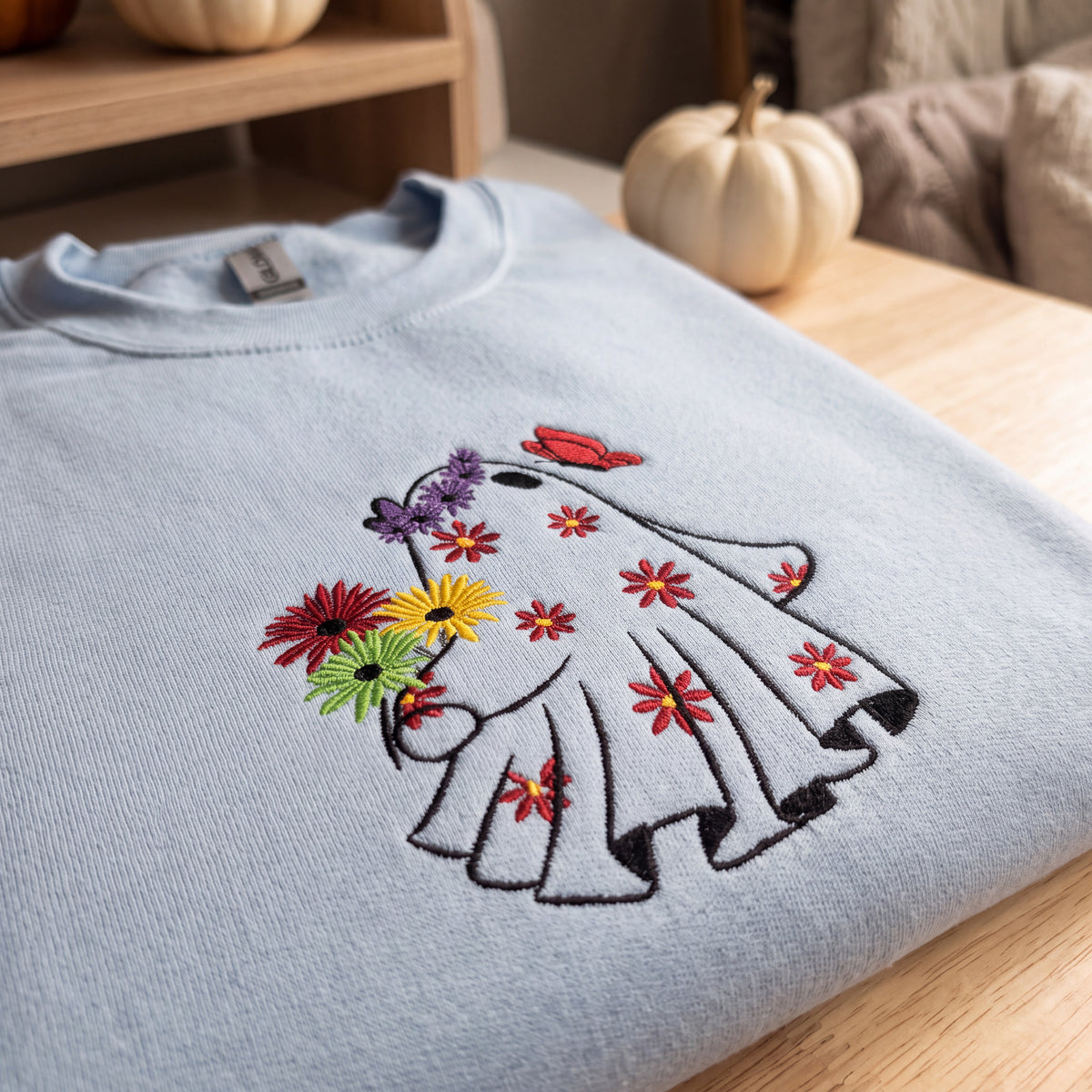 Embroidered Floral Ghost Sweatshirt