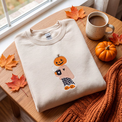 Embroidered Pumpkin Head Cutie Sweatshirt