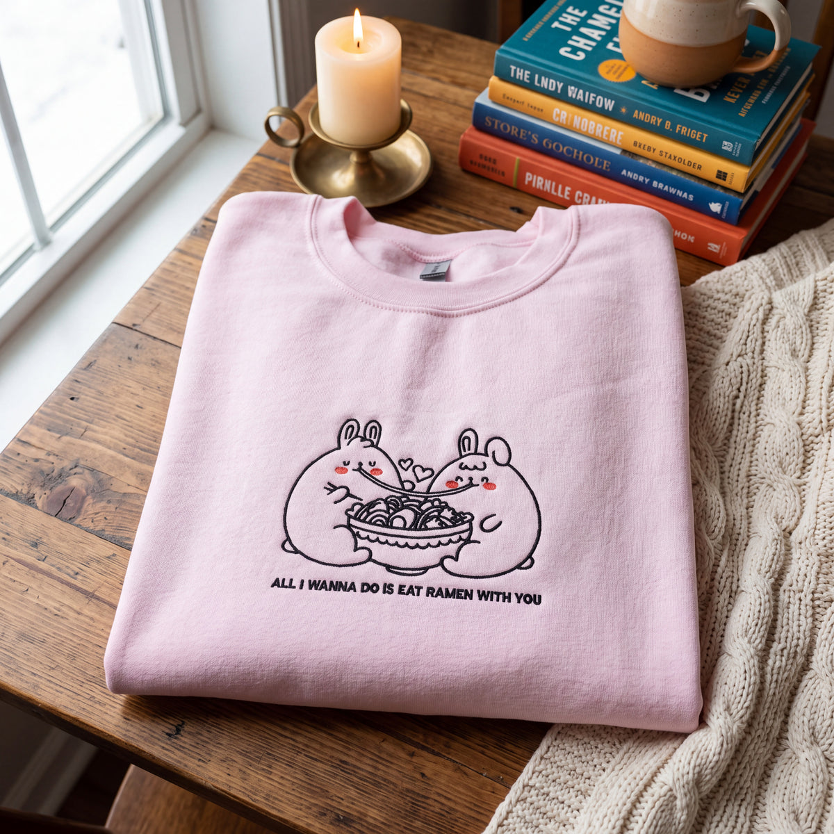 Embroidered All I Wanna Do Is Eat Ramen With You Sweatshirt