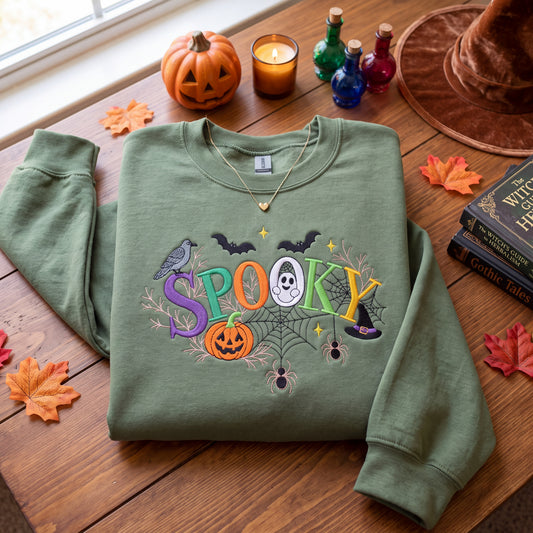 Embroidered Spooky Season Sweatshirt