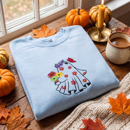 Embroidered Floral Ghost Sweatshirt