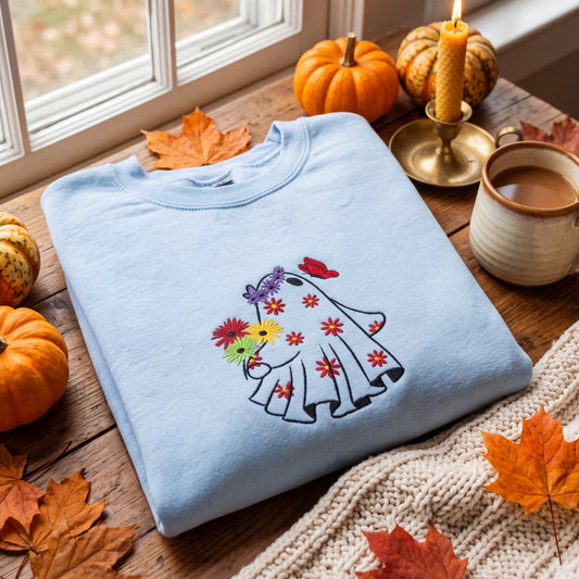 Embroidered Floral Ghost Sweatshirt