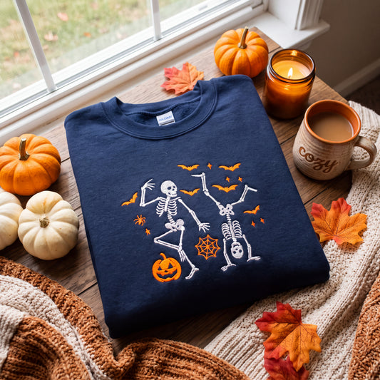 Embroidered Dancing Skeletons Sweatshirt