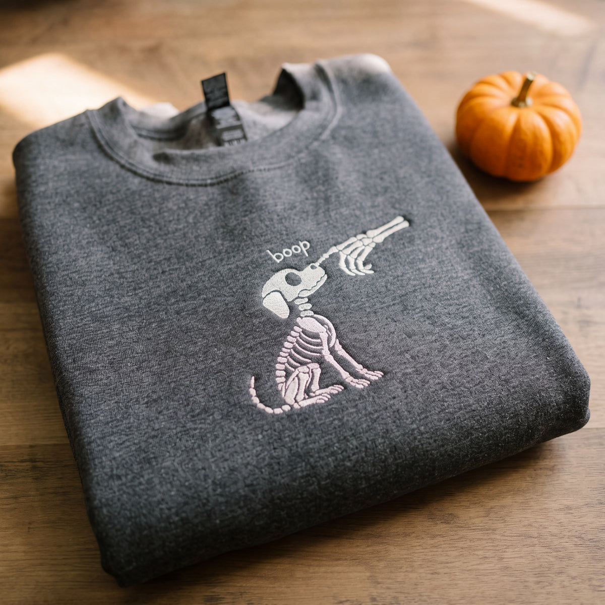Embroidered BOOP Skeleton Dog Sweatshirt