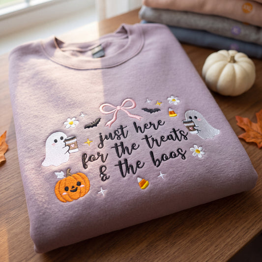 Embroidered Here For The Treats The Boos Sweatshirt