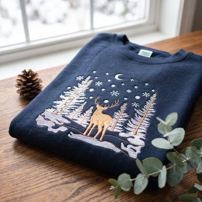 Embroidered Winter Forest Magic Premium Sweatshirt (Lane Seven)