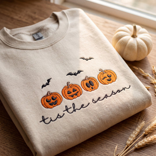 Embroidered Tis The Season Pumpkin Sweatshirt