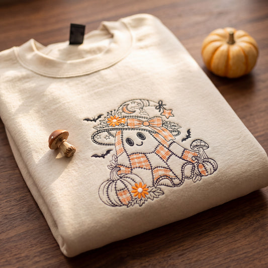 Embroidered Pumpkin Patch Ghost Sweatshirt