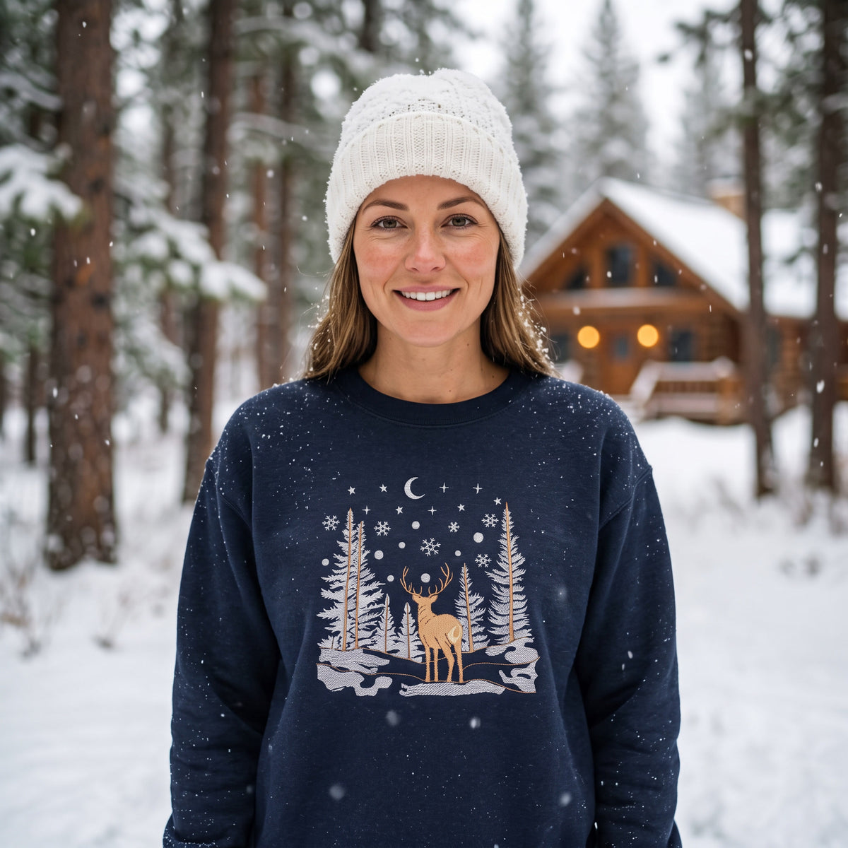 Embroidered Winter Forest Magic Premium Sweatshirt (Lane Seven)