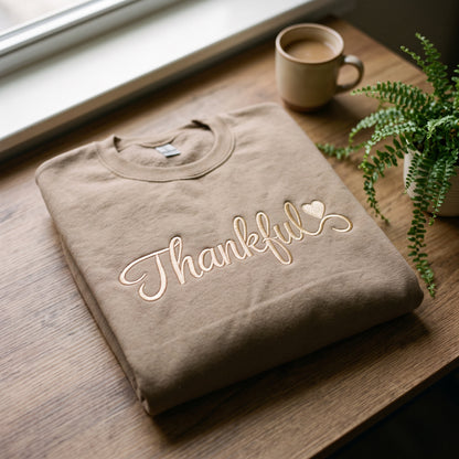 Embroidered Thankful Sweatshirt