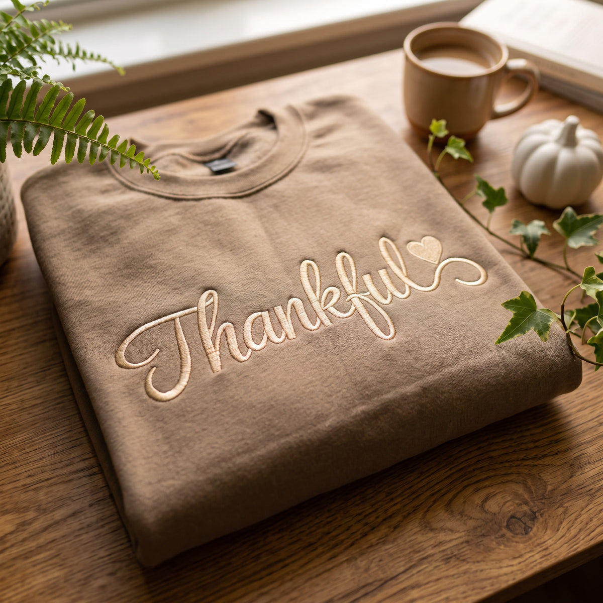 Embroidered Thankful Sweatshirt