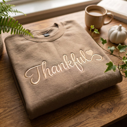 Embroidered Thankful Sweatshirt