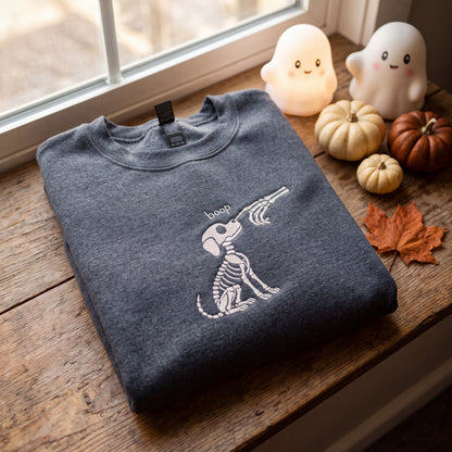 Embroidered BOOP Skeleton Dog Sweatshirt