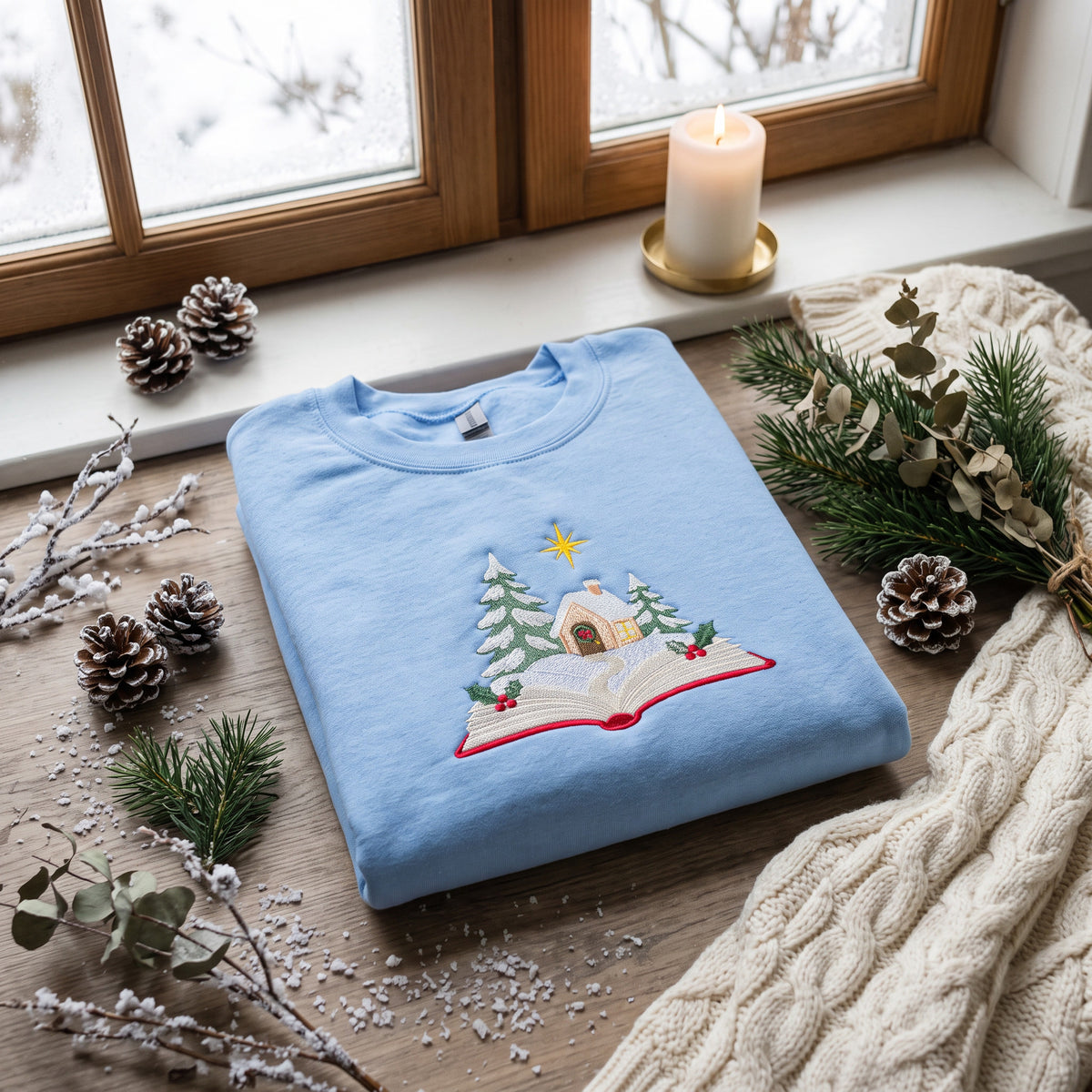 Embroidered Christmas Story Book Sweatshirt