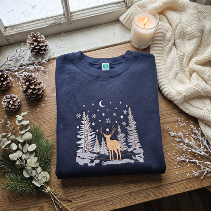 Embroidered Winter Forest Magic Premium Sweatshirt (Lane Seven)