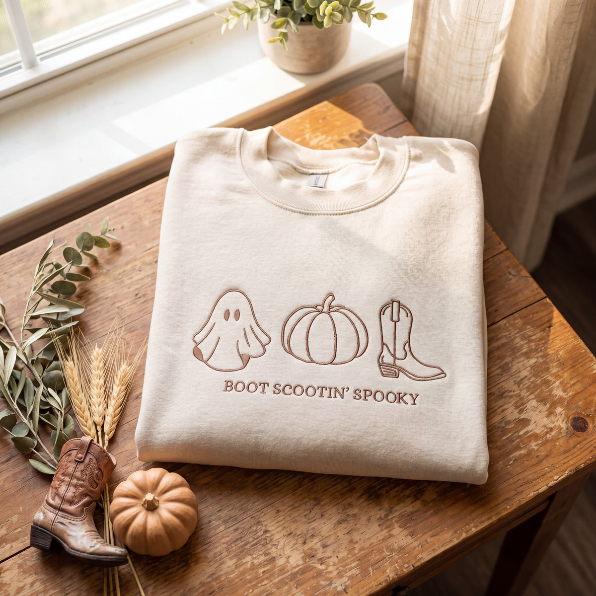 Embroidered Boot Scootin Spooky Sweatshirt