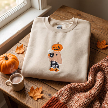 Embroidered Pumpkin Head Cutie Sweatshirt