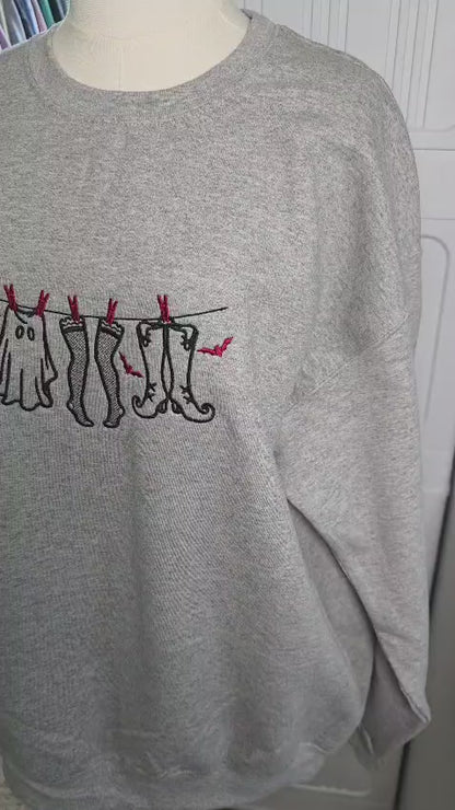 Embroidered Spooky Laundry Day Sweatshirt